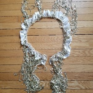 Free People gold fringe scarf